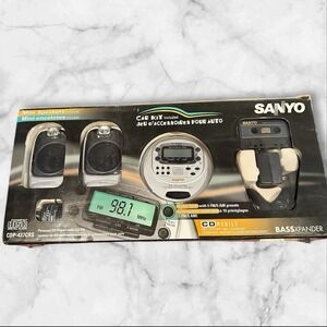 VNTG Sanyo Car Kit Cd Player CDP-437CRS‎ WOTH MINI SPEAKERS Bassxpander